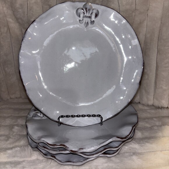 Abigails Other - Retired Abigail's Fluer De Lis Italian Clay Salad Dessert Plates Set Of 4
